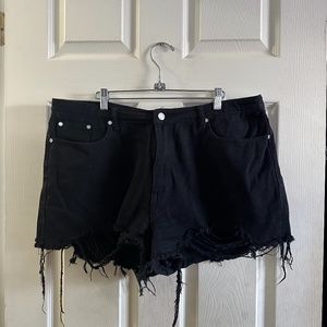 Missguided plus black jean shorts